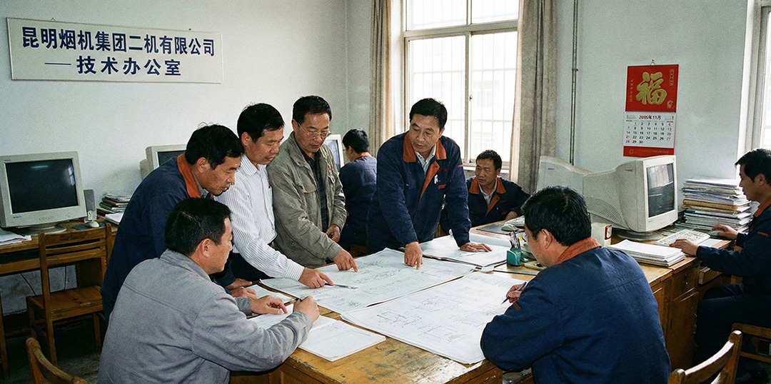 技术部门在讨论SQ34A图纸